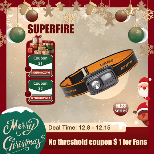 SUPERFIRE HL23 미니 LED USB-C 충전식 헤드램프, 모션 센서 헤드라이트, 캠핑 낚시 작업 랜턴, 9 가지 모드 조명 