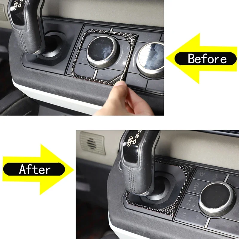 

1Pcs soft carbon fiber For 2020-2024 Land Rover Defender 90 110 car gear panel frame sticker car interior protection accessories