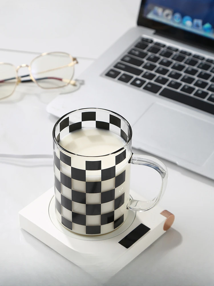 

Black and white checkerboard glasses, summer high-value water cups, cups, ins style, high-end sense of free shipping