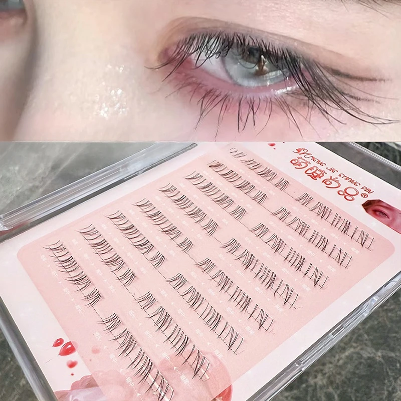 ไม่ต้องใช้กาวกลุ่มขนตาธรรมชาติปุยสําหรับขนตาล่าง Handmade มังสวิรัติ Extension Lashes พร้อมเอฟเฟกต์ Wispy นุ่ม