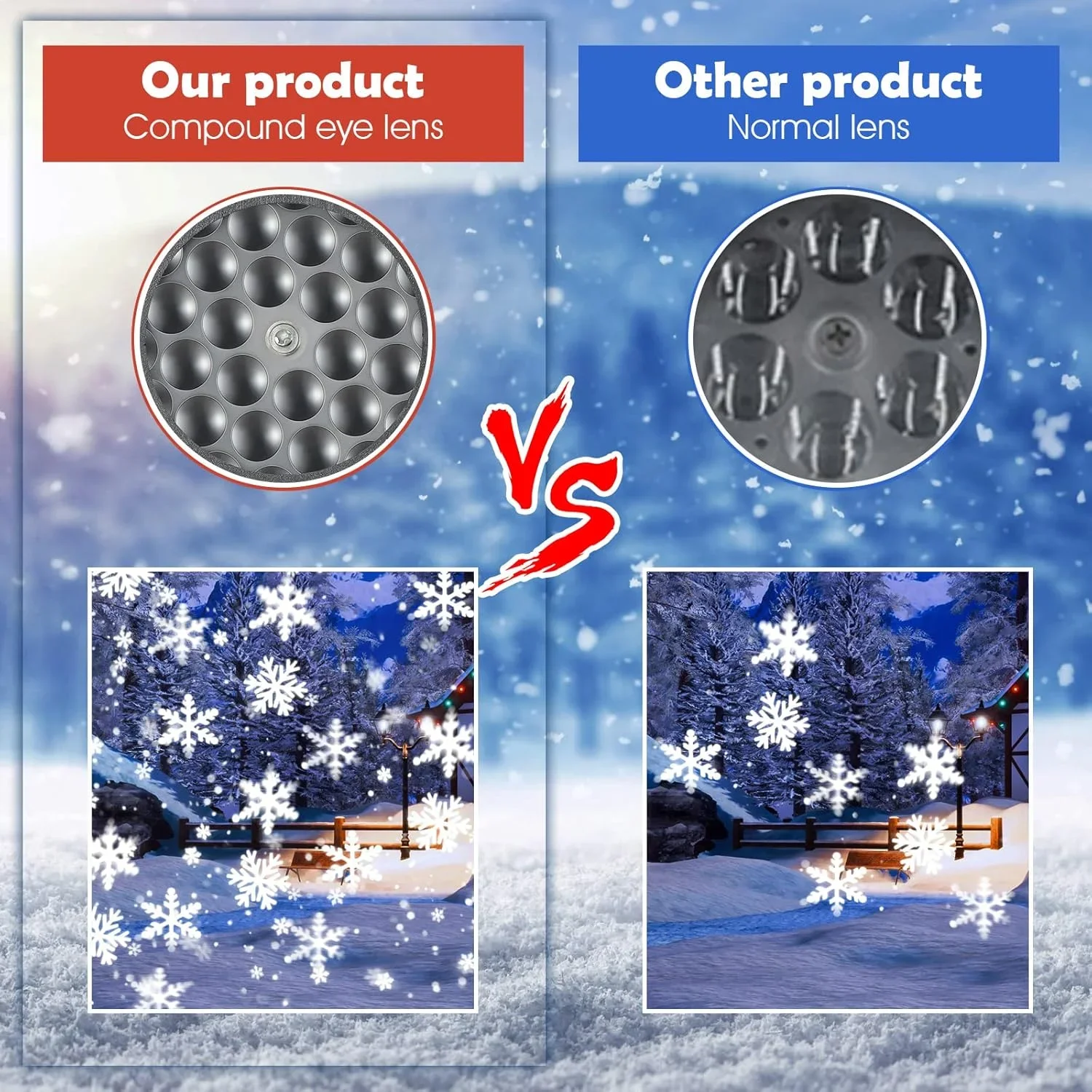 LED Schneeflocken-Weihnachtsprojektorlampe USB-betriebene Schneeprojektionsleuchte 360 ° Verstellbare Weihnachtsdekoration für Haus, Garten und Hof – Detail 6