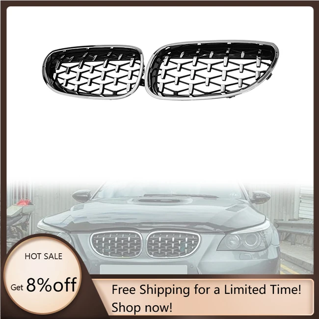 

2005-2009 Kidney Diamond Chrome Black Front Bumper Grille ABS for E60 E61 Auto Replacement