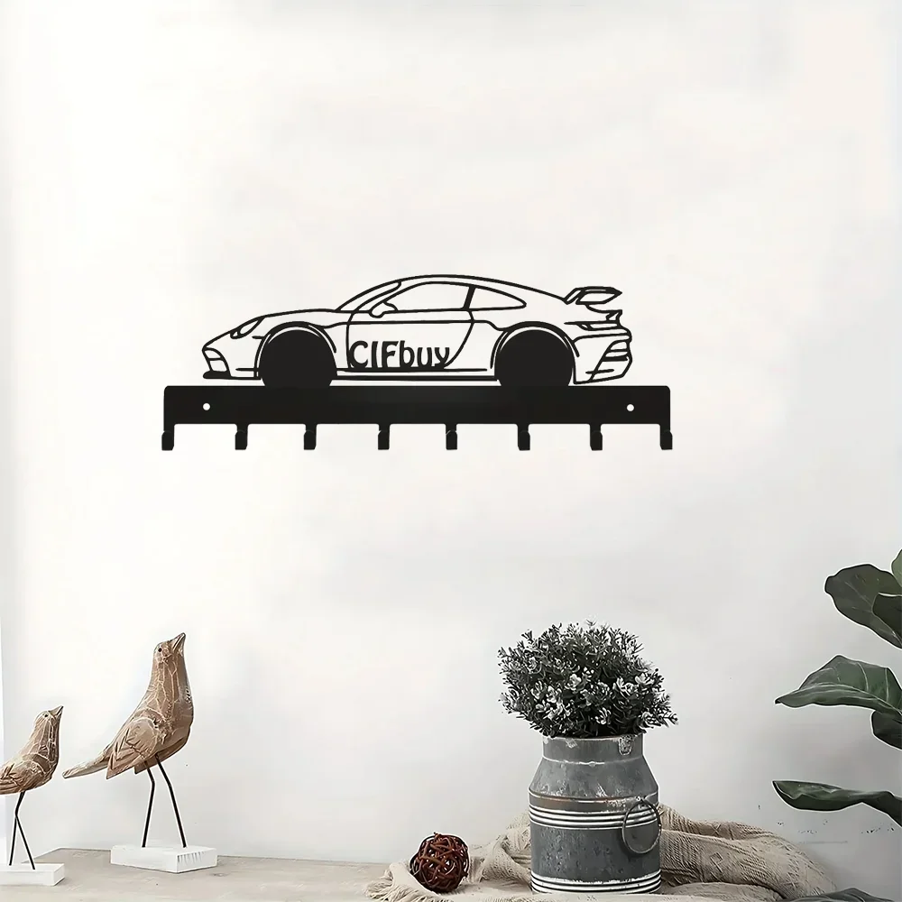1pc Enhance Your Home's Aesthetic Metal Key Holder Wall Mount with Racing Car Art Modeling