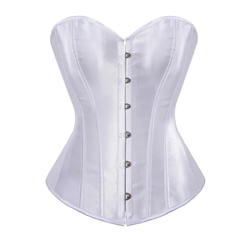 

Women Simple Elegant Satin Sexy Overbust Corset Waist Cincher Body Shaper Bustier Plus Size Lingerie Slimming Push Up Corselet