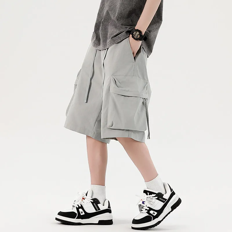 Large Size Summer Breathable Sport Cargo Shorts Men Multi-pocket Loose Fit Casual Mid Knee Pants Comfortable Streetwear