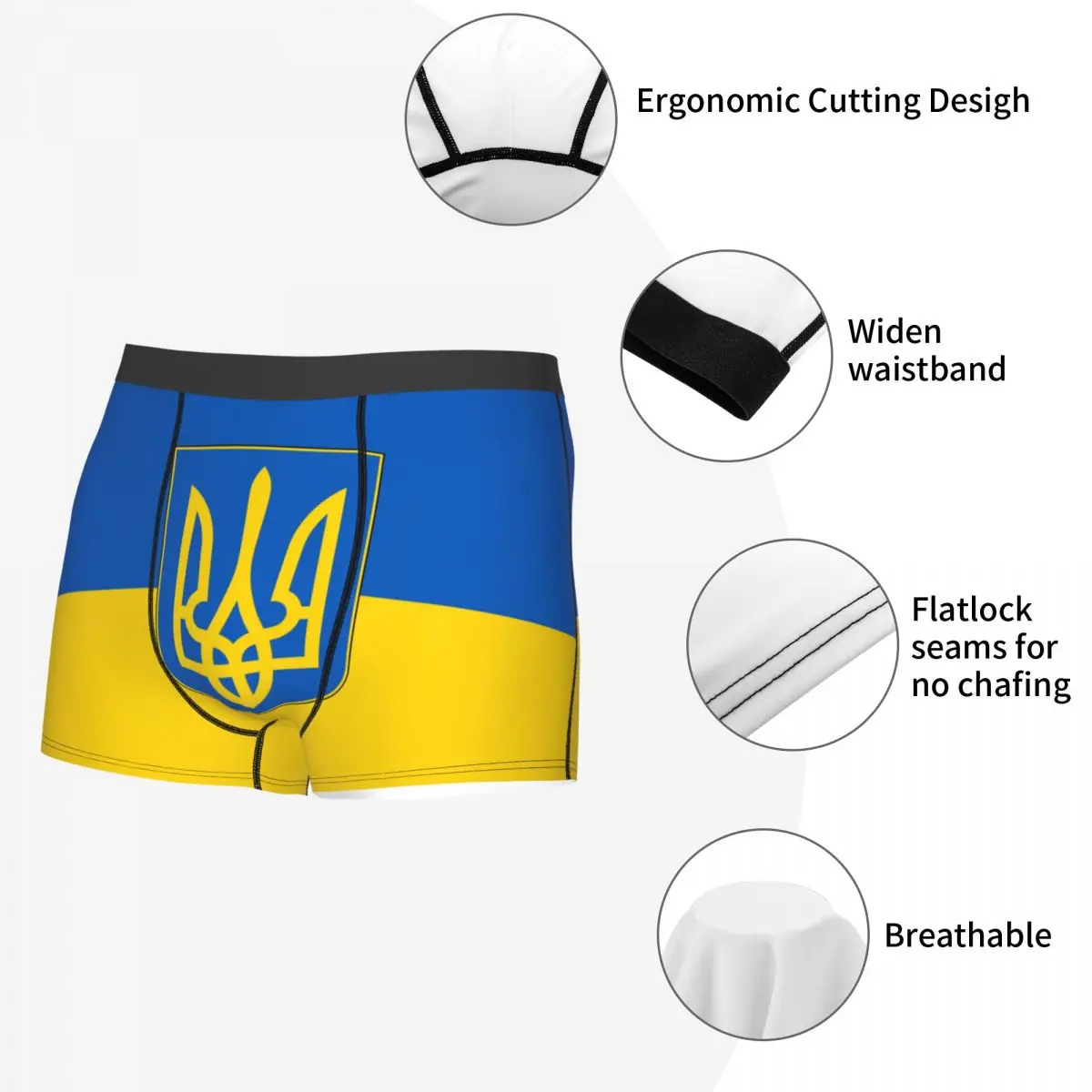 Custom Flag Of Ukraine Underwear Men Breathable Patriotic Boxer Briefs Shorts Panties Soft Underpants For Homme