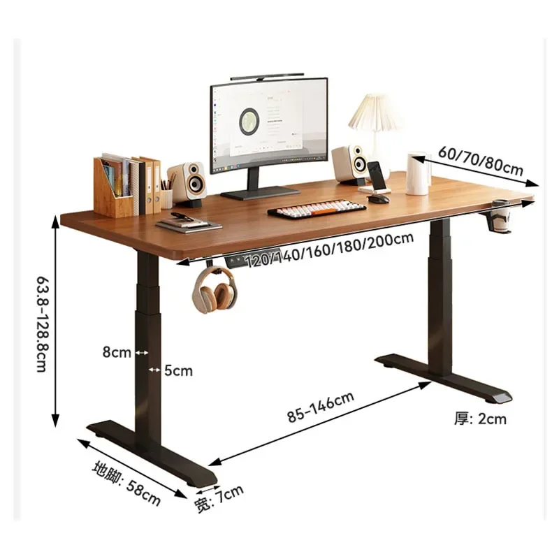 Electric Height Adjustment Computer Desks Solid Wood Computer Table  Adjustable Lift Esports Desk Home Learning Office Table