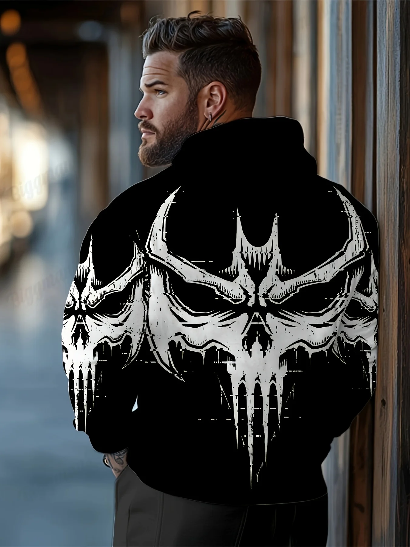 New model: men’s hooded long-sleeve loose-fitting casual printed basic sweatshirt. Perfect for young people in spring, summer, a