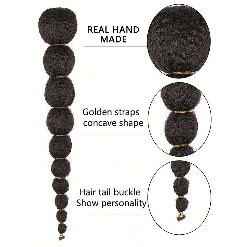 Kinky Afro Puff Ponytail Extension for Black Women 18/24 Inch Long Lantern Bubble Drawstring False Pigtail Synthetic Hair Piece
