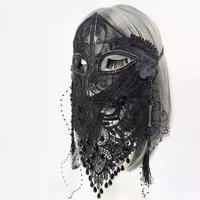Beauty Mysterious-Masque intégral en voile de dentelle noire pour adultes, masque de danse de célébrité Internet, fête de chant d'anniversaire de vacances 5