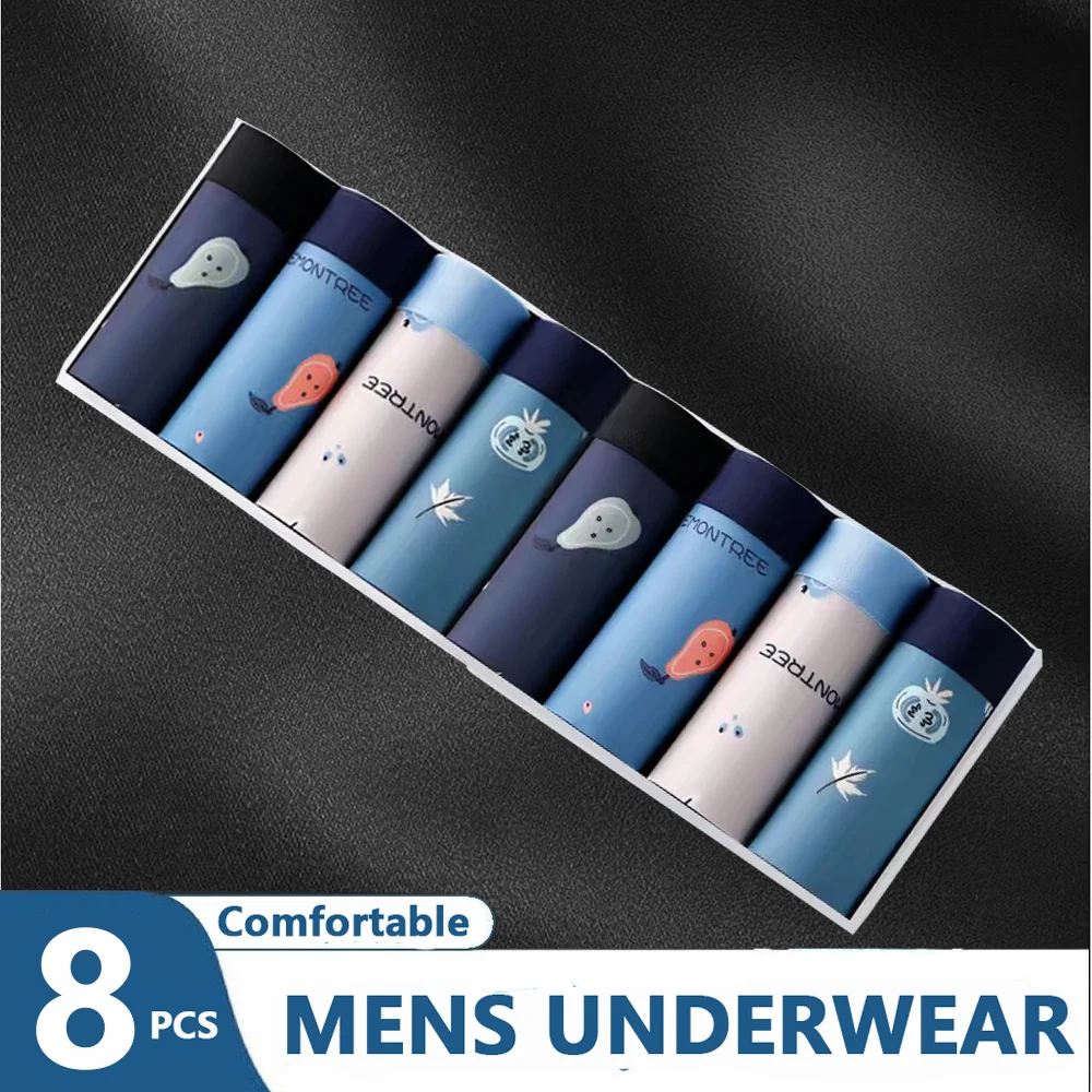 8-piece New Men Underwear Ice Silk Sexy Boxer Men Breathable Boxer Shorts Soft Comfortable Men Shorts Plus Size 5XL Panties