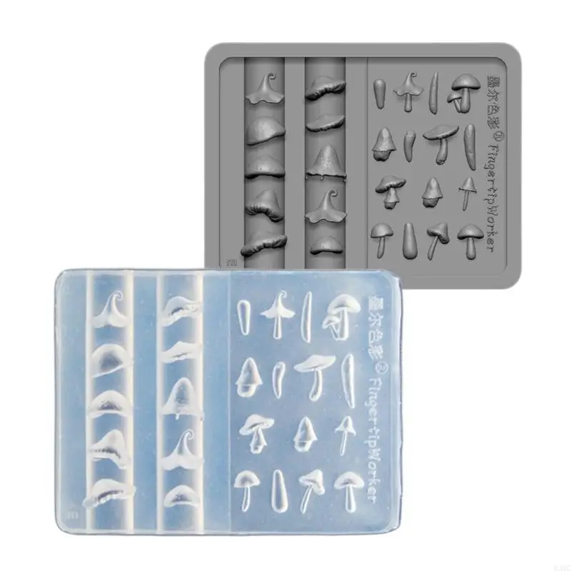 R3MC Easy Release Silicone Stamp Mold Mushroom Shaped Manicure Patterns Mould Stylish Embossed Accessories Mold