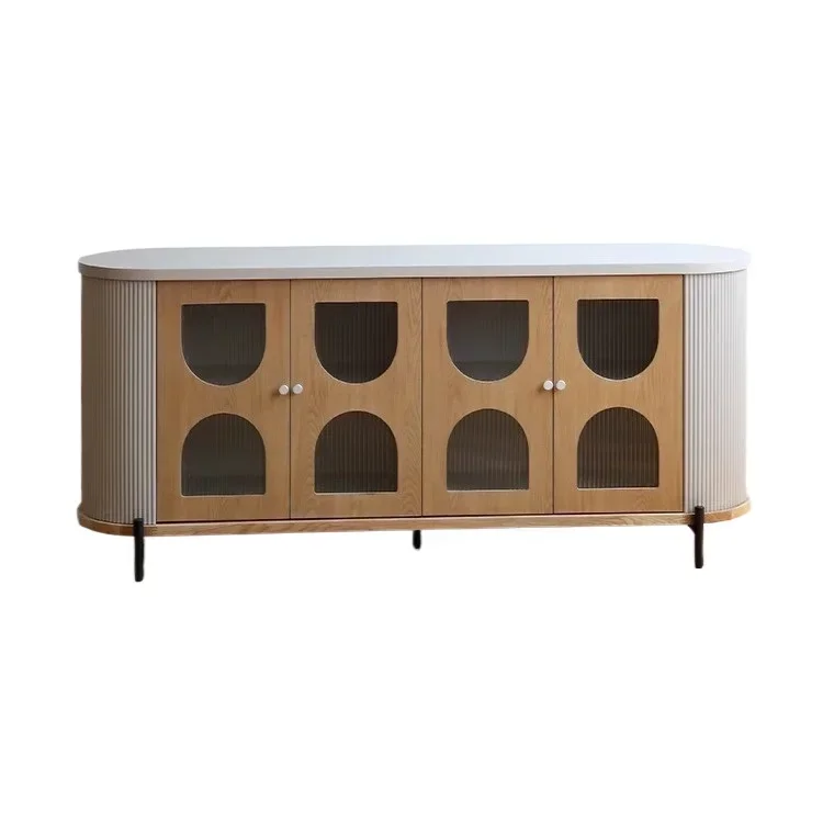 

American solid wood dining side cabinet European retro living room entrance cabinet Mediterranean tea cabinet Kitchen cabin