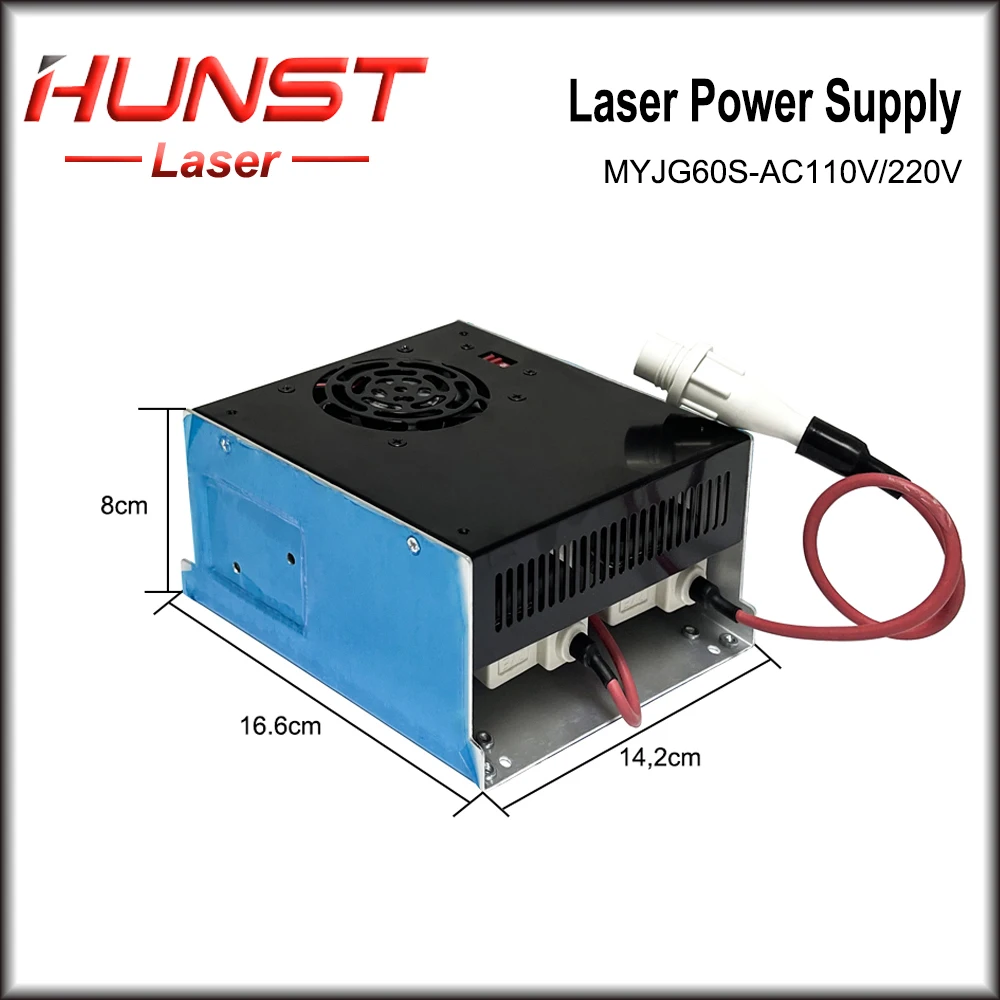 HUNST CO2 Laser Power Supply MYJG 60S Supports 110V/220V Voltage, Suitable For Laser Engraving And Cutting Machines.