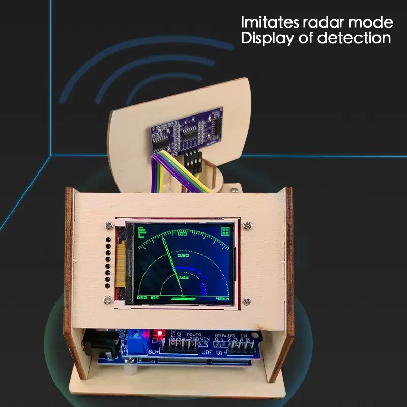 Detección de radar ultrasónico TFT LCD de 1,8 pulgadas, programación de escaneo para UNO R3 Arduino, robot de detección de estudiantes, Kit