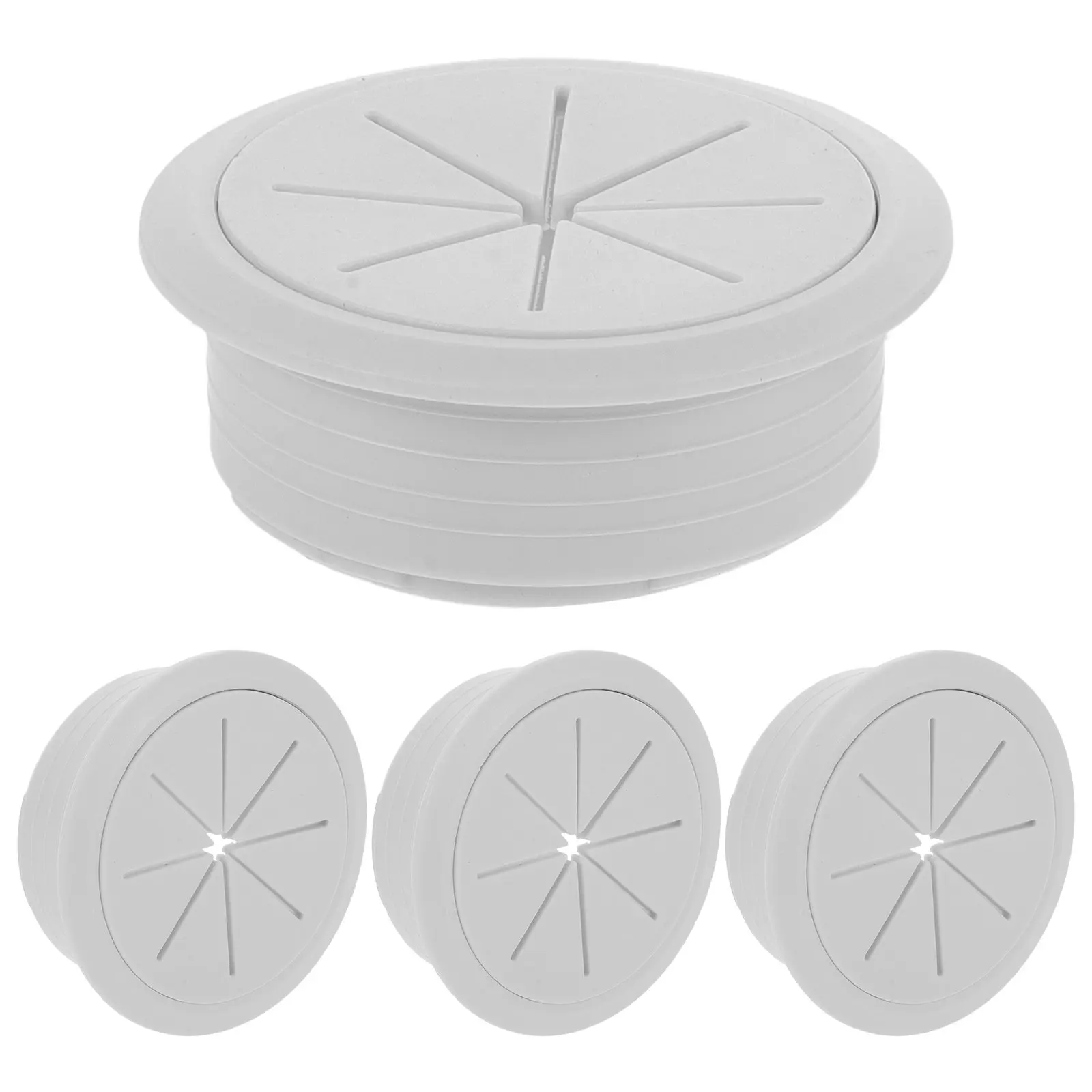 4Pcs Round Cable Hole Cover Desk Wire Grommet for Computer Table Cable Organization Neat Workspace Easy Install Plastic
