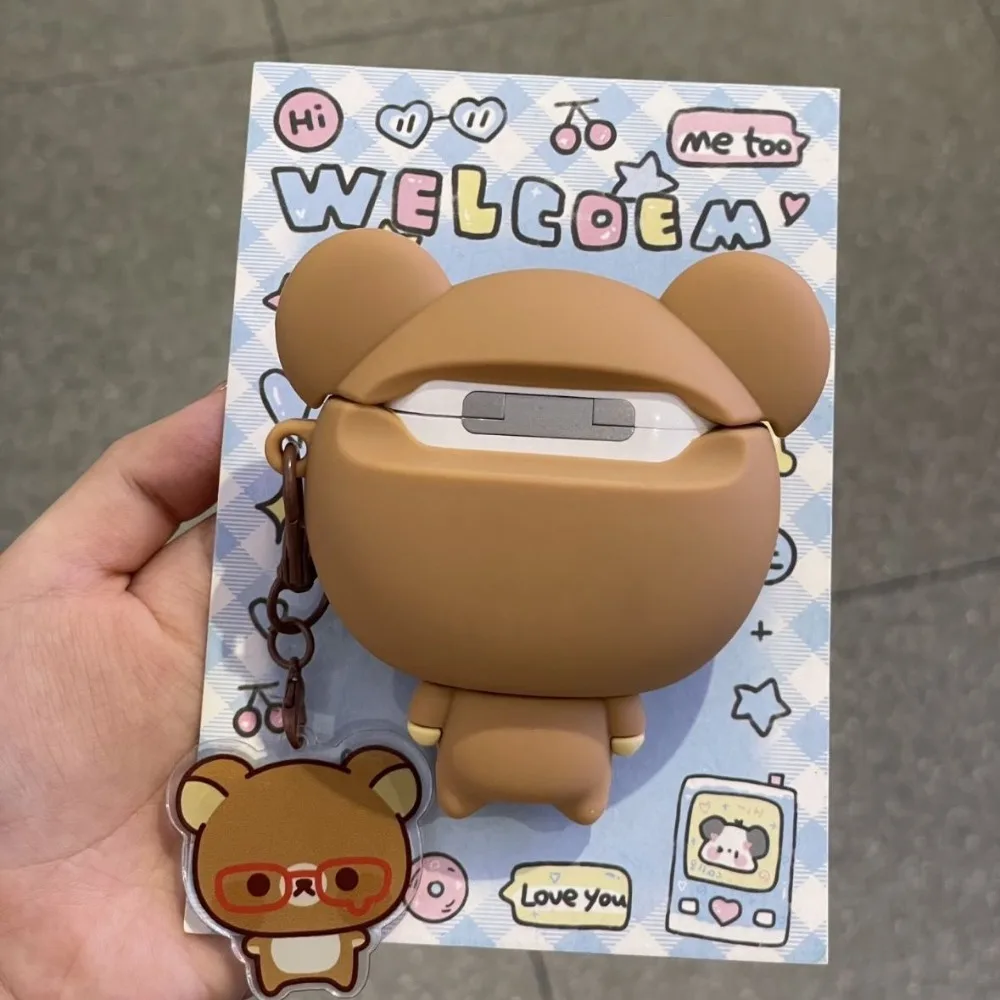 Rilakkuma Headphone Case AirPods Pro 2 Pro 3 4 5 Generation Shockproof Anti Drop Protective Shell Portable Earphone Accessory view 3