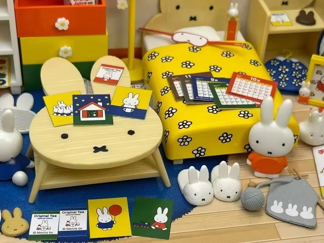 

Hot sales Re-Ment Genuine Miffy'S Room Bed Table Miniature Scene Collecte Action Model Blind Box Surprise Birthday Holiday Gifts