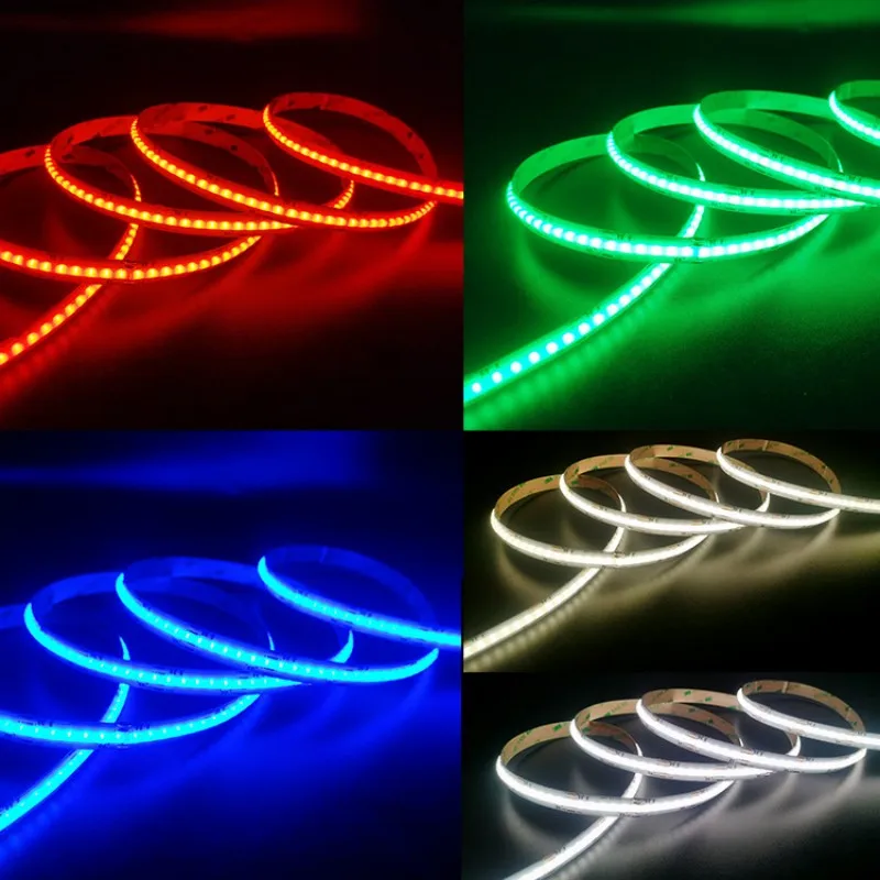 5M DC24V RGBWC COB Strip LED RGBCCT 5 In 1 840LED/M Kecerahan Tinggi COB Suasana Lampu Warna-warni Pita Lampu Fleksibel 12Mm PCB