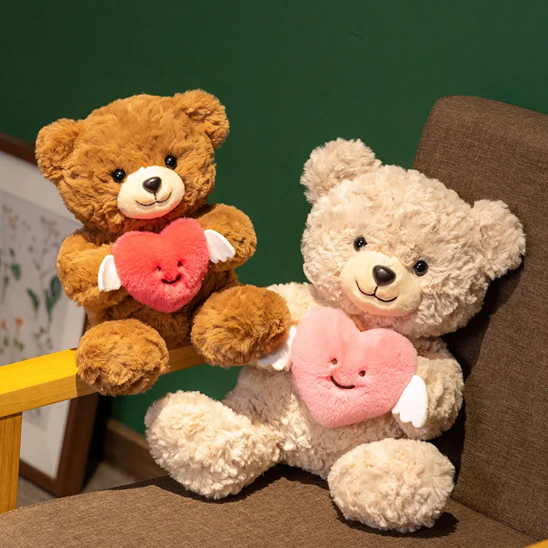 Ours en peluche au beurre pour enfants, petit ours au beurre, animal en peluche au beurre, cadeau romantique pour la journée de la Leon, cadeau mignon pour enfant, ange tenant un cœur