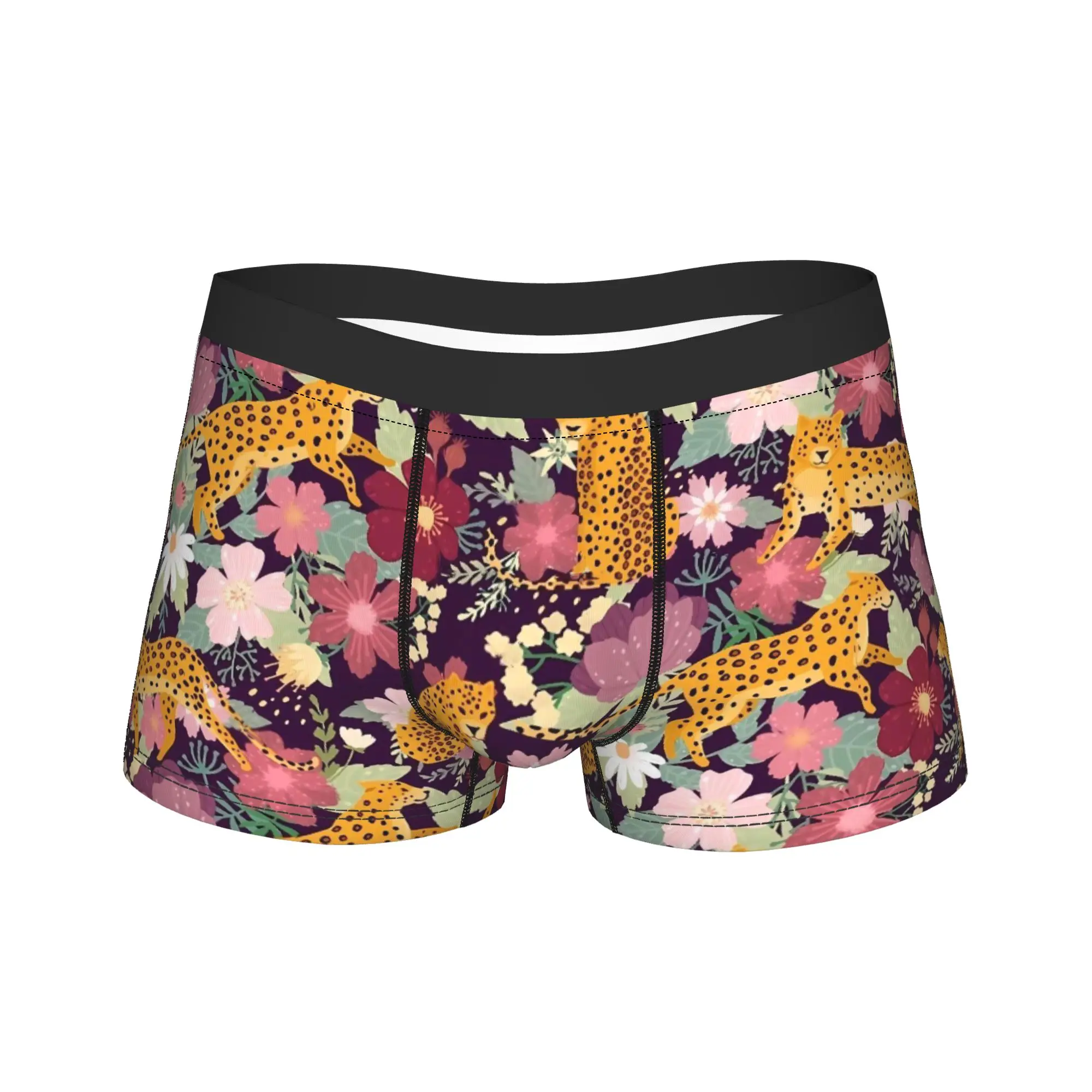 

Floral Leopard Print Underwear Male Underpants Printed Comfortable Trunk Trenky Shorts Briefs Large Size