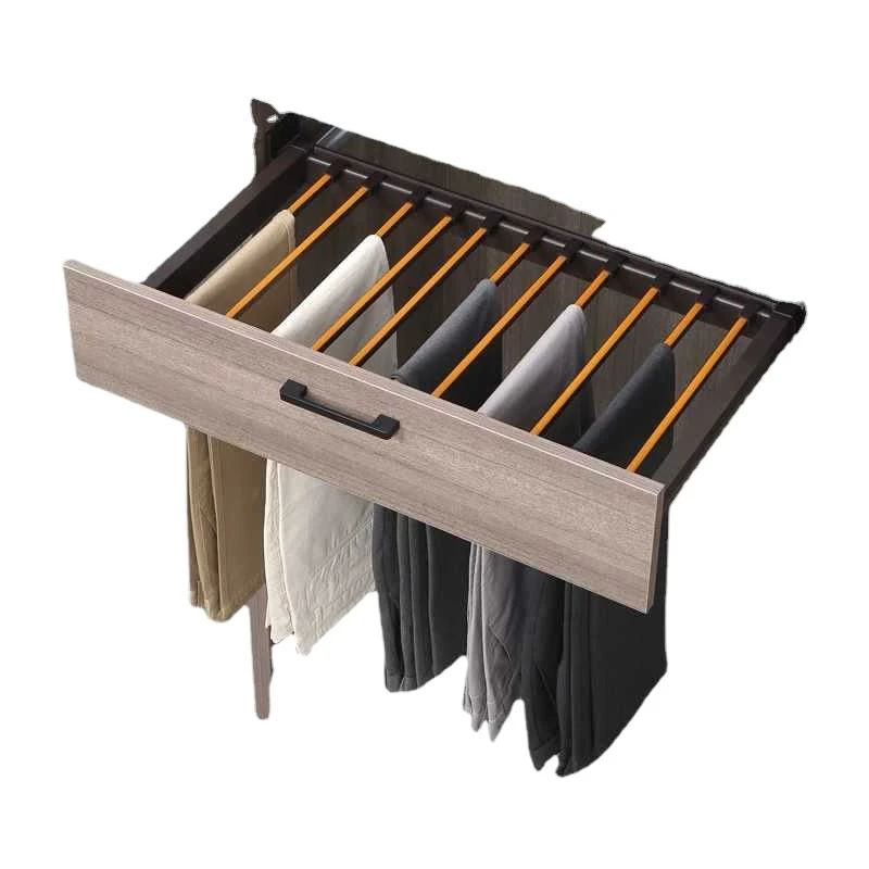 

Pants rack wardrobe built-in jewelry box leather multi-functional household basket drawer pants pull slide hardware