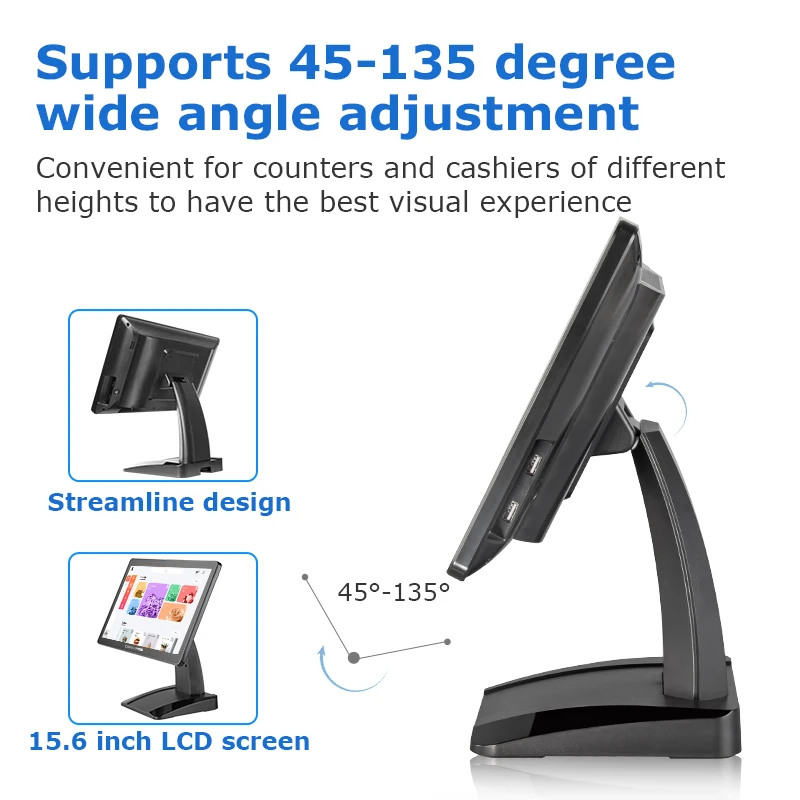 Caixa registradora terminal pos android de 15.6 polegadas, tudo em uma máquina pos, sistema de terminais de varejo, software pos para restaurante