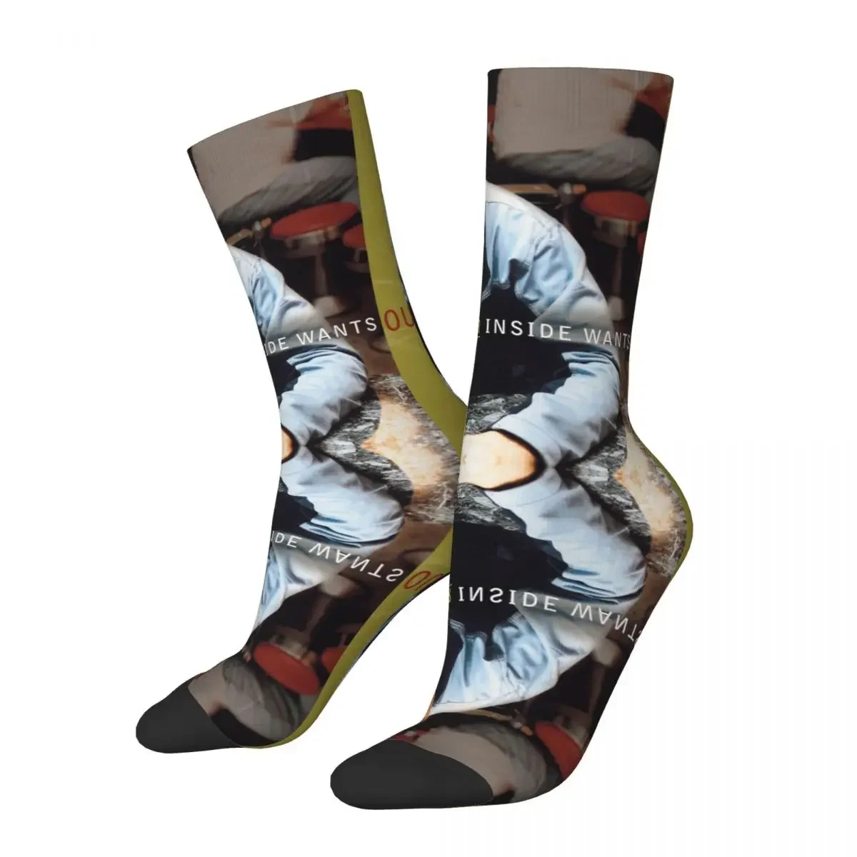 

Vintage Inside Wants Out Music Men's compression Socks Unisex J-John Mayer Singer Street Style Pattern Printed Novelty Crew Sock