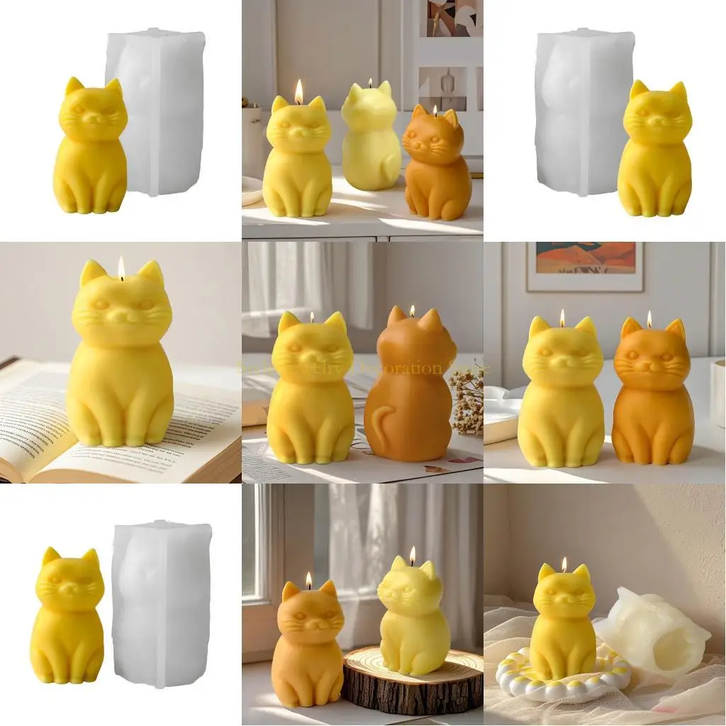 

D46E Artistic Cats Silicone Mold Quick Release Demolding System SafeOrnament Mold For Family Creative Activities