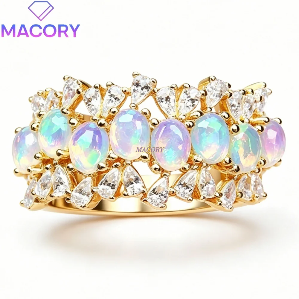925 sterling silver natural opal ring delicate and elegant great birthday gift anniversary gift or Valentine's Day gift
