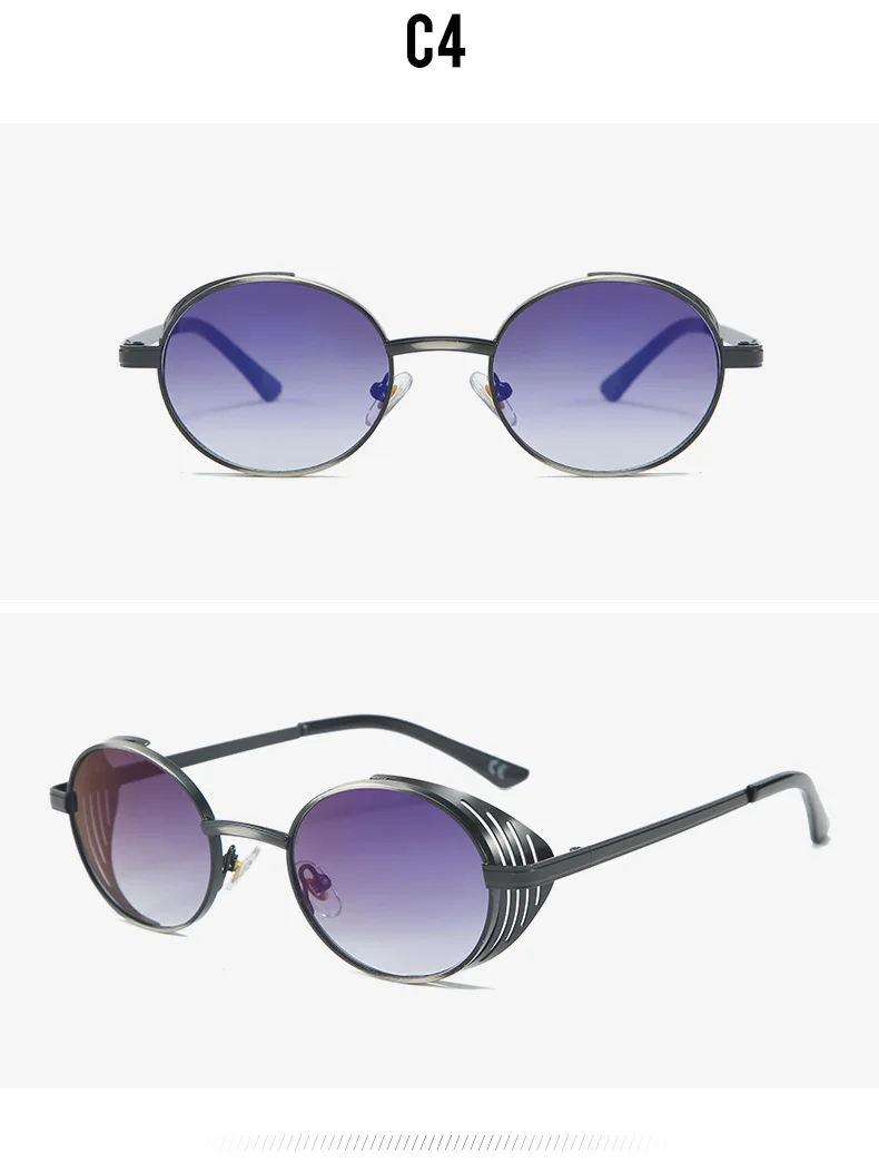 OEC-MANAGEMENT CPO Oval Punk Vintage Sonnenbrille Frauen Männer Runde Marke Designer Sonnenbrille Weibliche Steampunk Retro Brillen UV400 Oculos – Detail 6