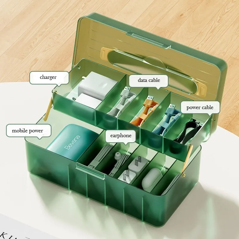 Data Cable Organizer Box With Lid Portable Charge Cable Management USB Cord Sorter Desk Electronic Accessorie Organizer for Home