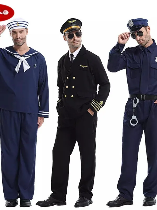 Bla orm Stage Performance Costume loween eriff Sailor  Par Outfit Haome Police Officer Polyester