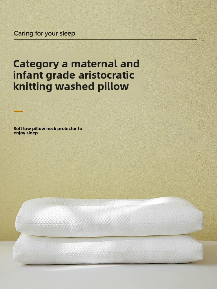 

Вязаная хлопковая подушка, низкопрофильная плюшевая мягкая поддержка шеи, дышащая, гипоаллергенная, для дома, общежития, мужская спальная кровать