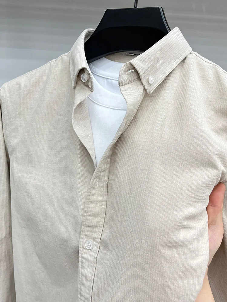 

Lormen Pure Cotton Long Sve irt Men's Faionable Profional Versatile Simple Color Corduroy irt Trendy Autumn...