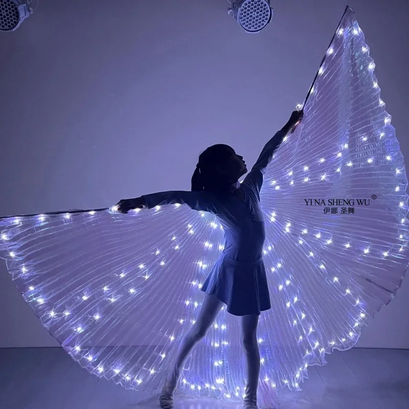 2026 Neue Weiße LED-Leuchtflügel für Bauchtanz, Ägyptische Orientalische Bühnenrequisiten, Transparente Leuchtende Feenflügel, Tanzzubehör – Detail 4