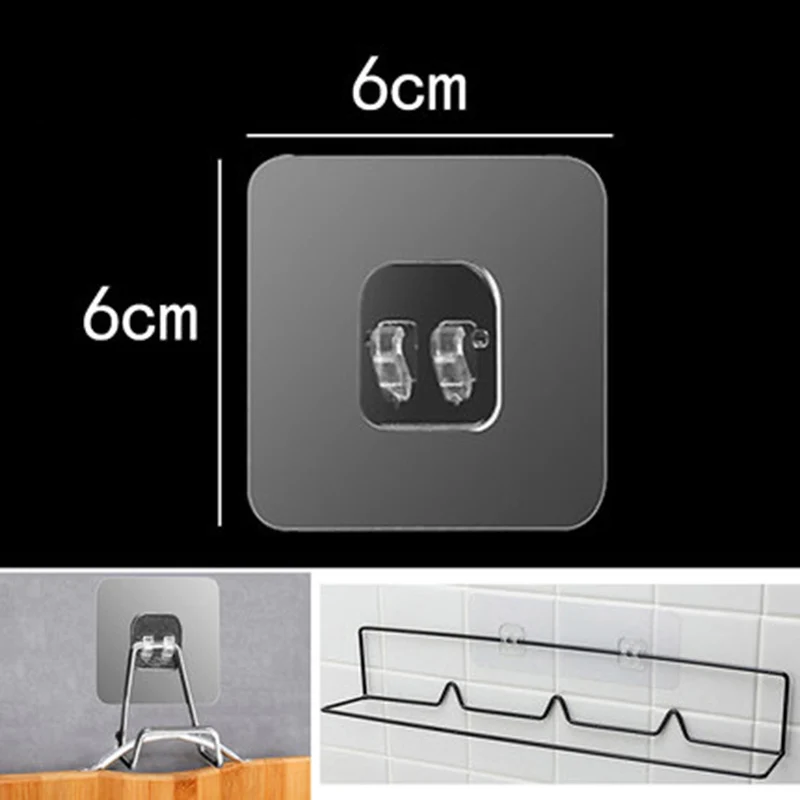 주방 욕실 벽걸이 거치대 선반 후크, 고정 스티커 가제트, 투명 자체 접착 후크, 10-50 개