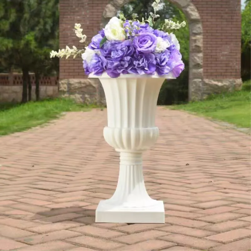 

New Party Props White Plastic Roman Columns Upright Pillar Arches Flower Pots Wedding Road Leading Welcome Area Decoration