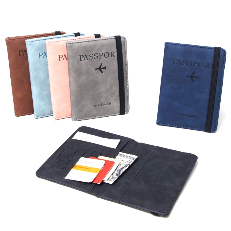 Women Men RFID Vintage Business Passport Covers Holder Multi-Function ID Bank Card PU Leather Wallet Case Travel Accessories