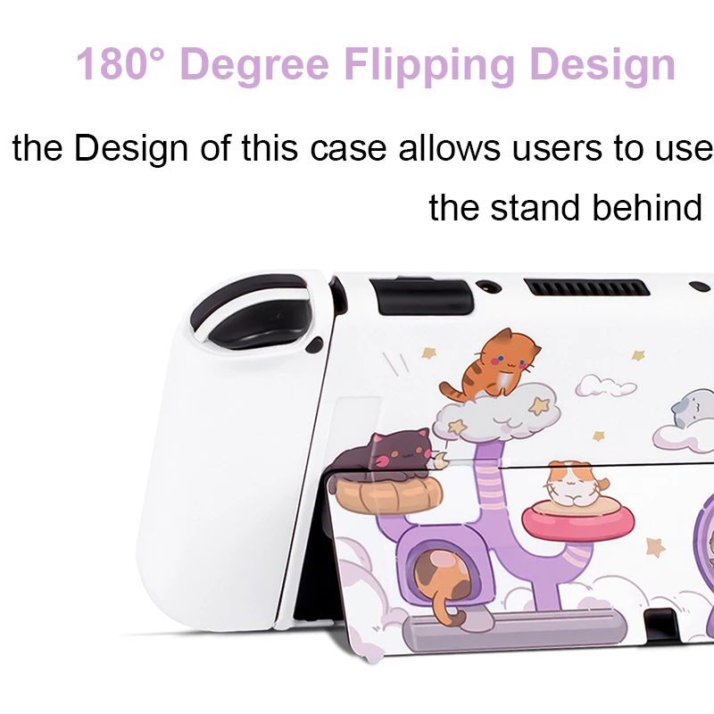 Interruptor oled caso protetor bonito gato festa difícil capa para computador controlador joycons jogo habitação escudo para interruptor oled acessórios