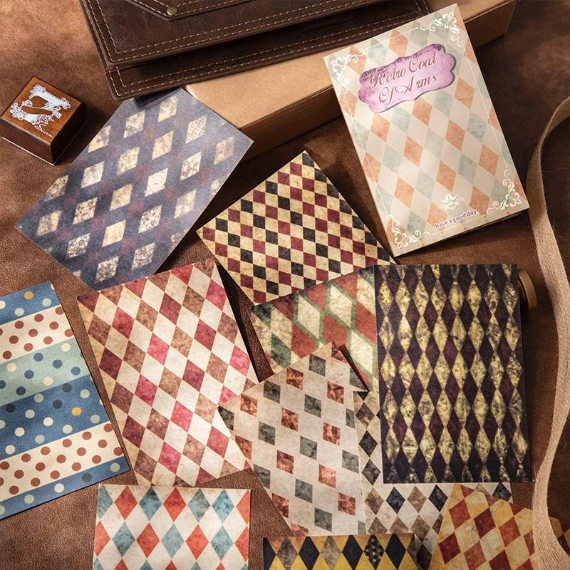 30pcs Retro Coat Of Arms Series Material Papers DIY Junk Journal Diary Photo Album Scrapbooking Background Base Decorative Paper
