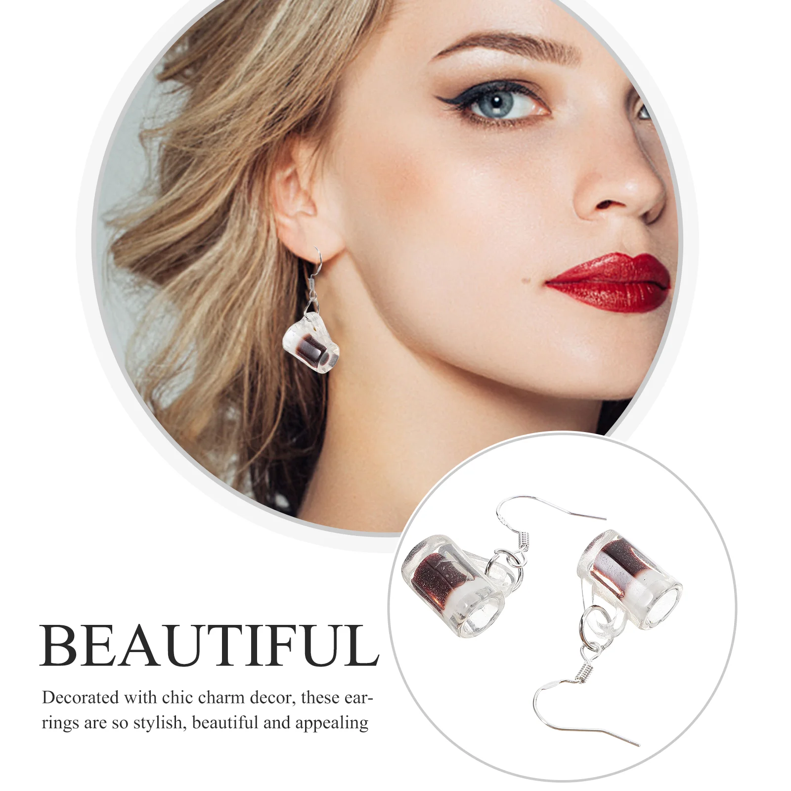 

Beer Mug Earrings Soft Mugs for Women Trendy Creative Dangle Drop Water Bottle Man