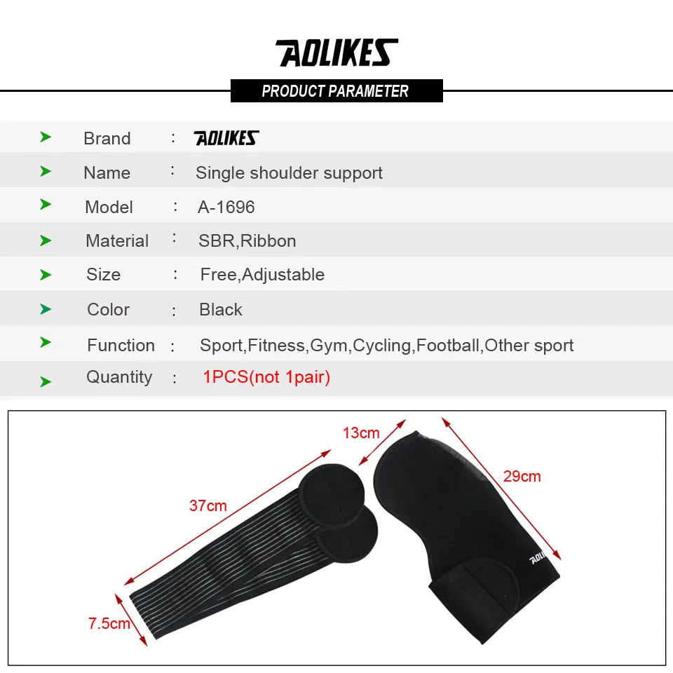 AOLIKES 1PCS Adjustable Breathable Gym Sports Care Single Shoulder Support Back Brace Guard Strap Wrap Belt Band Pads