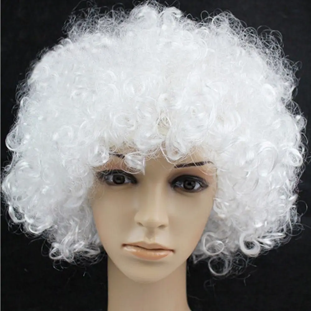 

UNISEX FANCY DRESS COSTUME SUPPORTERS PARTY WHITE 70s DISCO AFRO SYNTHETIC WIG