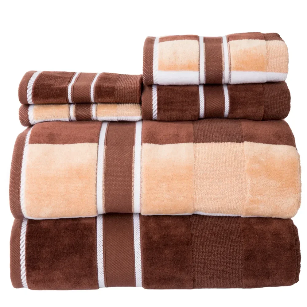 

6pc 100% Cotton Bath Towel Set- Luxurious Spa Quality with Velour Finish
