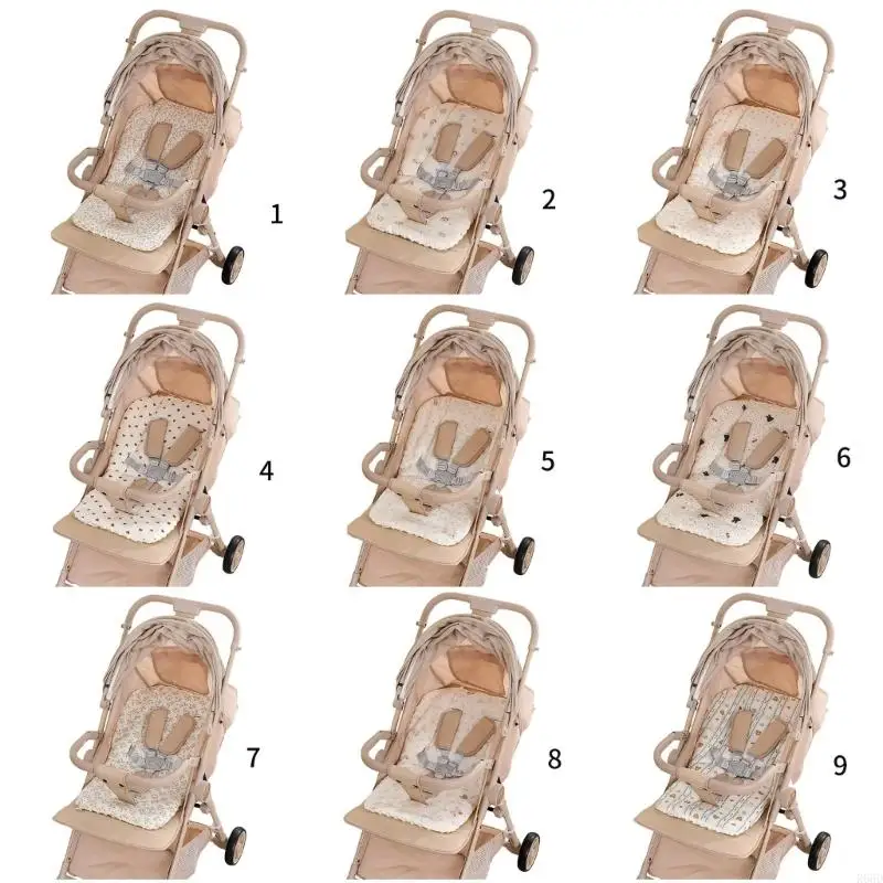 R66D Reversible Baby Strollerette Mat Cotton Dotted Backing Fabric Universal Pad