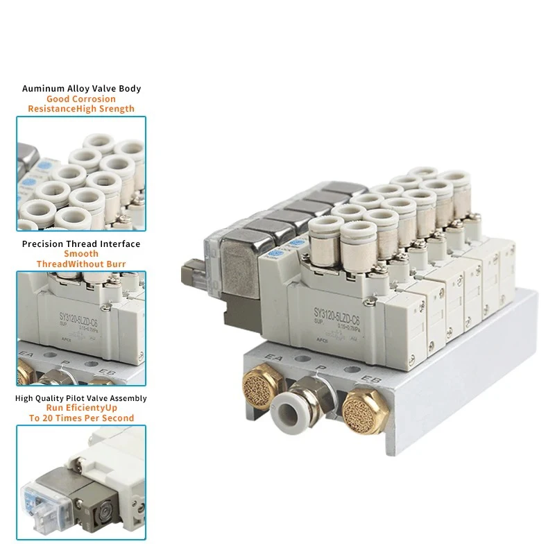 SY5120 Multi-way Combination Manifold Pneumatic Solenoid Valve Control SY5120-4LZD-01 SY5120-5LZD-01 SY5120-6LZD-01