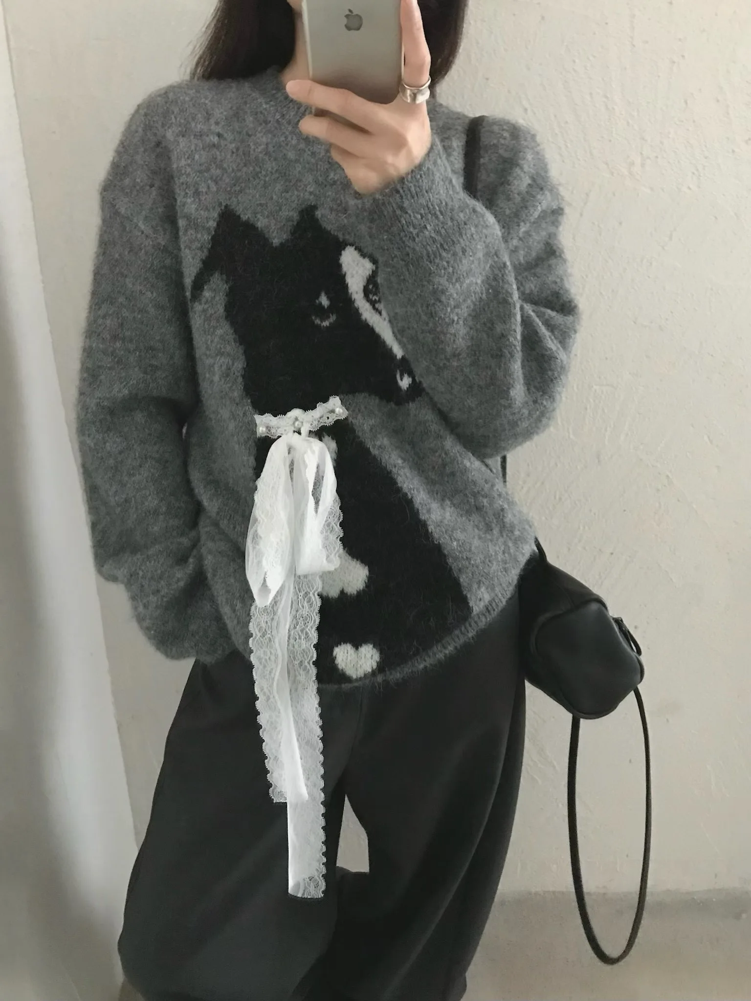 

Laid-ba Korean Sle Early Autumn Cartoon Dog Sweater Women's 2025 New Version Beautiful Girl Embroidery ey Top