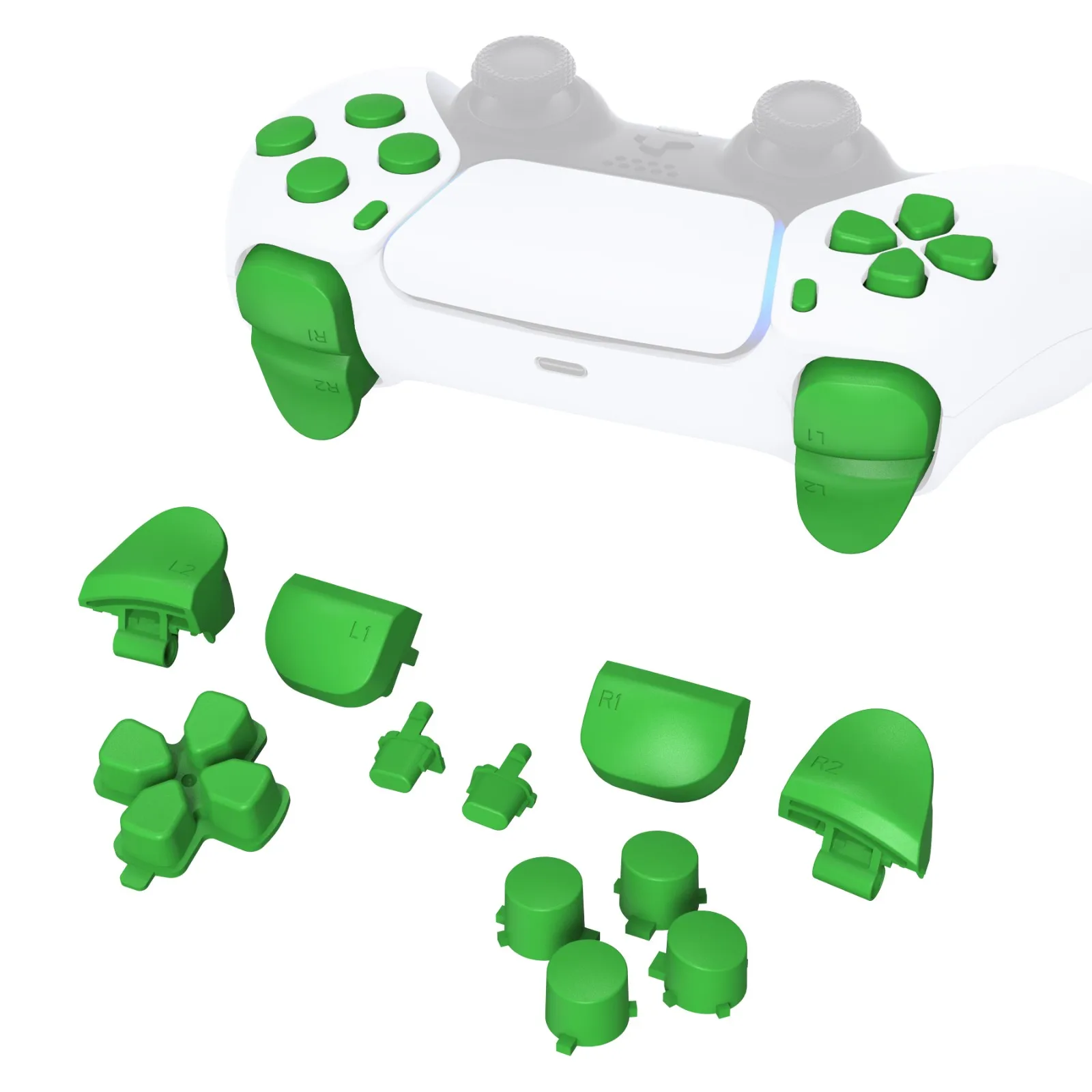 eXtremeRate D-pad R1 L1 R2 L2 Triggers Share Options Face Buttons, Full Set Buttons Compatible with ps5 Controller BDM-010 & 020