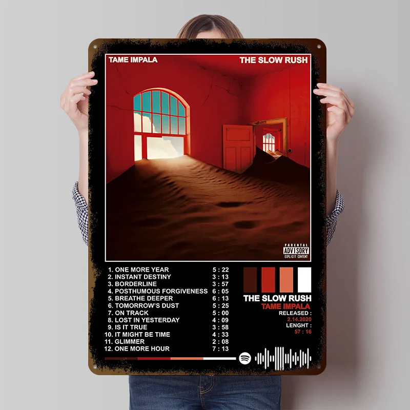 Tame Impala - The Slow Rush Album Printed Poster Customized Retro Wall Art Vintage Metal Tin Signs for Luxury Decoration Gaming